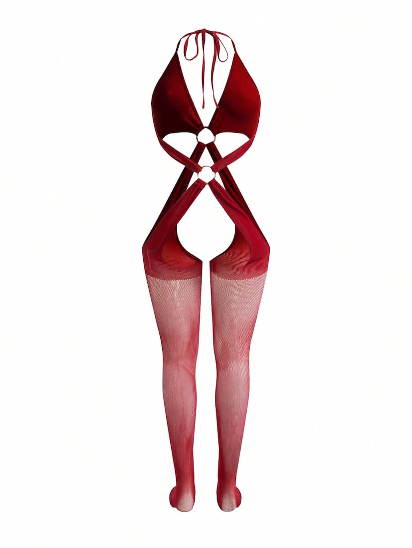SpicyHot Ensemble de lingerie sans couture ultra sexy grande taille, croisé, body, ajouré, string, amincissant, ajusté sur tout le corps