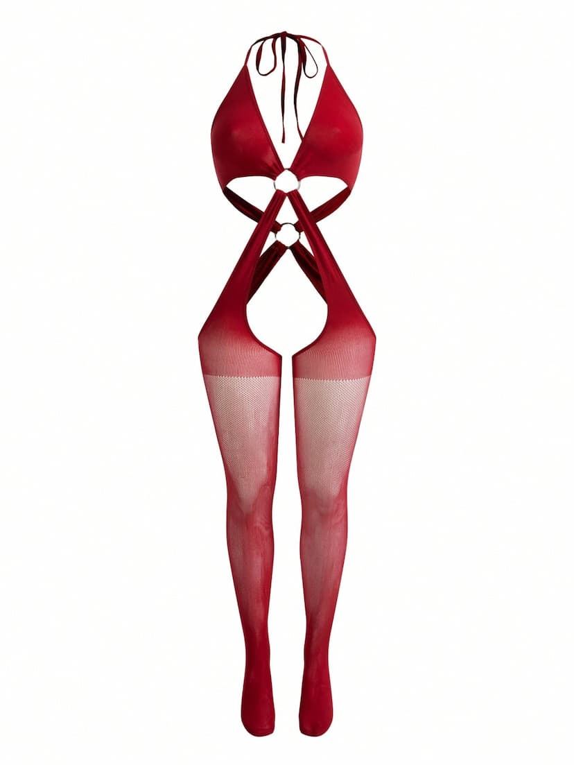 SpicyHot Ensemble de lingerie sans couture ultra sexy grande taille, croisé, body, ajouré, string, amincissant, ajusté sur tout le corps
