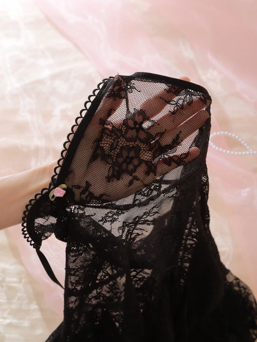 DelicateAllure Nuisette femme sexy et en dentelle florale de haute qualitÃ©, style Ã©vidÃ© en forme de A