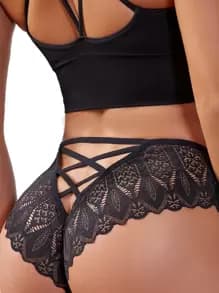 Lingerie En Dentelle Avec Croisement De Culotte