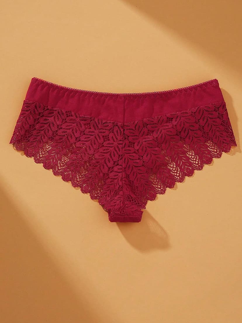 VKME 4 pièces/set Sous-vêtements pour femmes en dentelle et patchwork, Culottes confortables