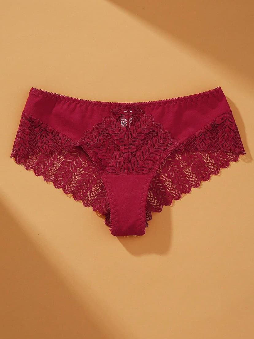 VKME 4 pièces/set Sous-vêtements pour femmes en dentelle et patchwork, Culottes confortables
