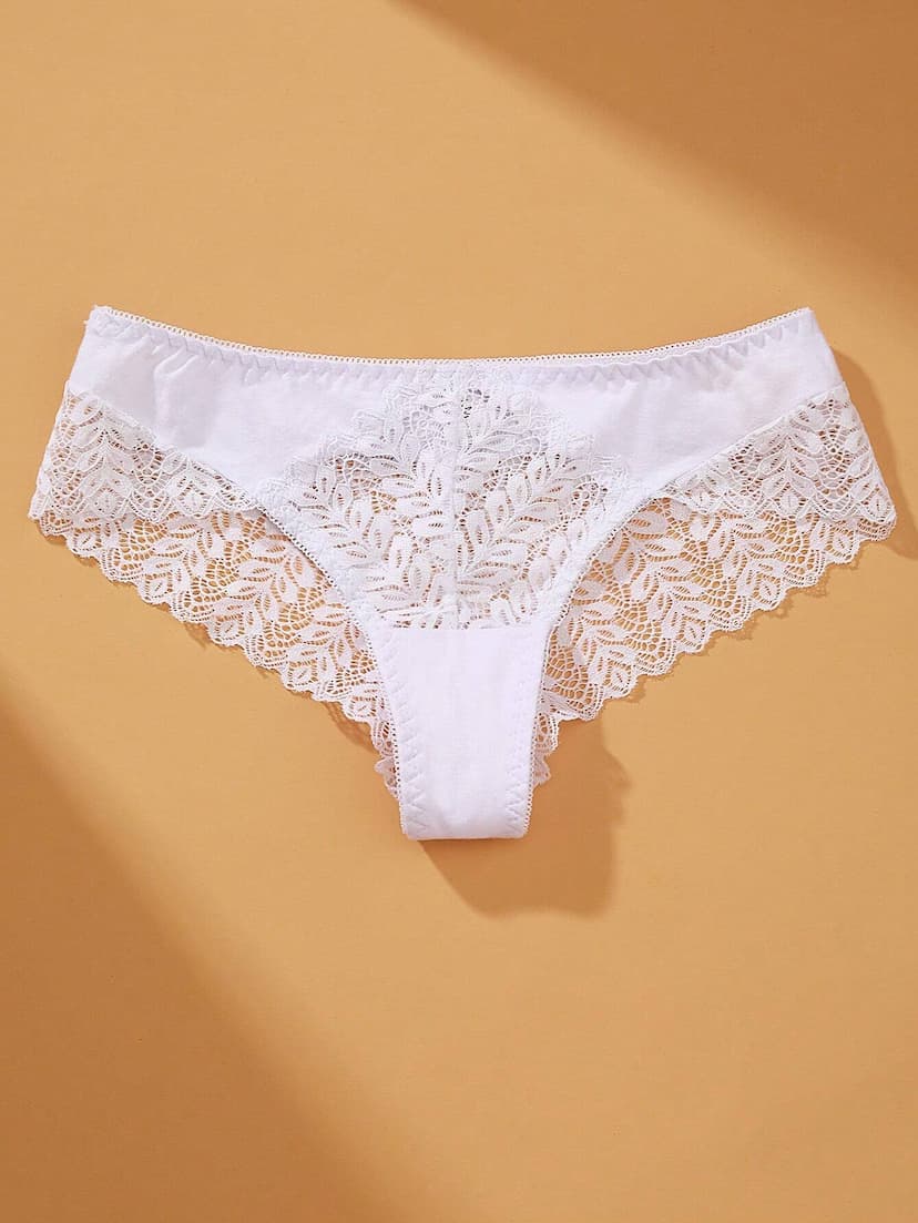 VKME 4 pièces/set Sous-vêtements pour femmes en dentelle et patchwork, Culottes confortables