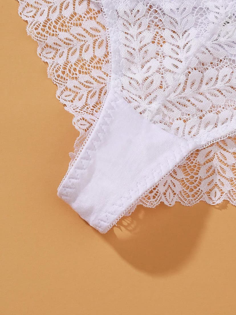 VKME 4 pièces/set Sous-vêtements pour femmes en dentelle et patchwork, Culottes confortables